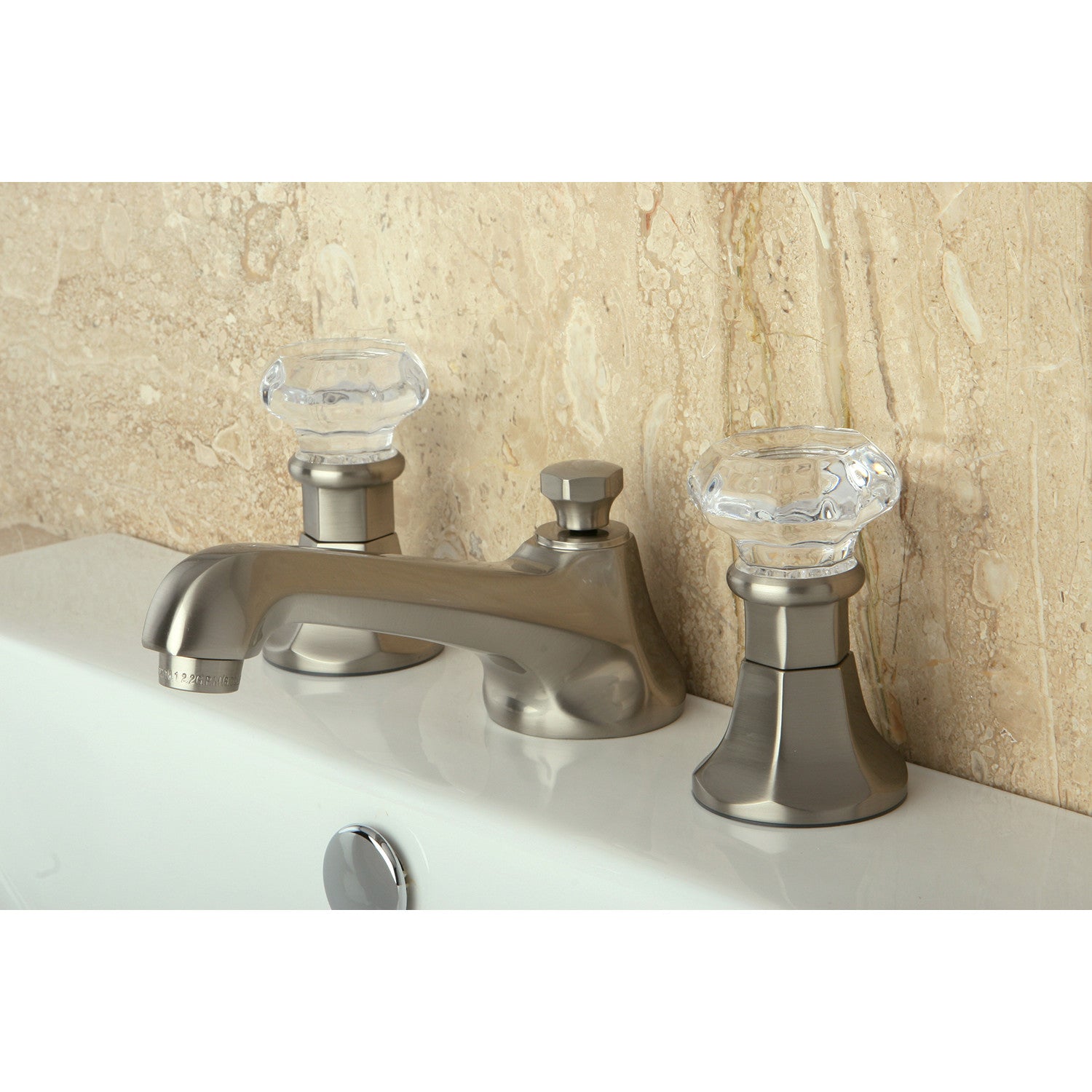 Kingston Tulare KS4468WCL - Celebrity Two-Handle 3-Hole Deck Mount Widespread Bathroom Faucet with Brass Pop-Up, Brushed Nickel — thumbnail 2